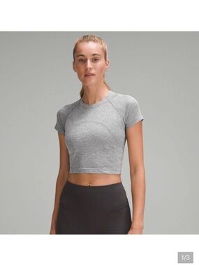 Lululemon Gray Cropped Swiftly Short Sleeve Top